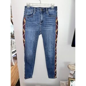 Driftwood Jackie High Rise Jeans Womens‎ 26 X 28 Blue Embroidered Stretch Denim